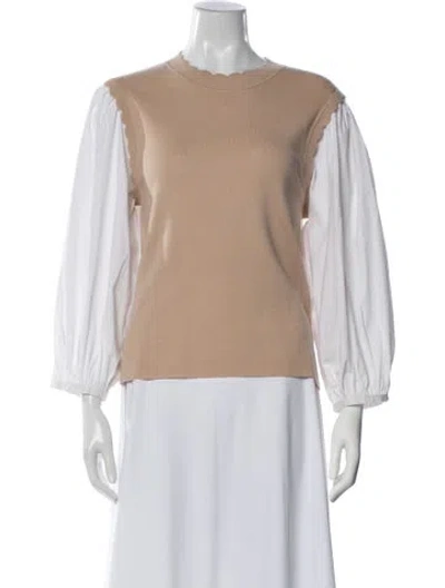 Pre-owned Veronica Beard Merino Wool Crew Neck Sweater In Neutral
