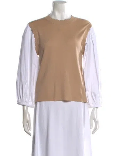 Pre-owned Veronica Beard Merino Wool Crew Neck Sweater In Neutral