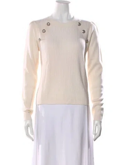 Pre-owned Veronica Beard Merino Wool Crew Neck Sweater In Neutrals