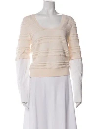 Pre-owned Veronica Beard Merino Wool Crew Neck Sweater In Neutrals/white