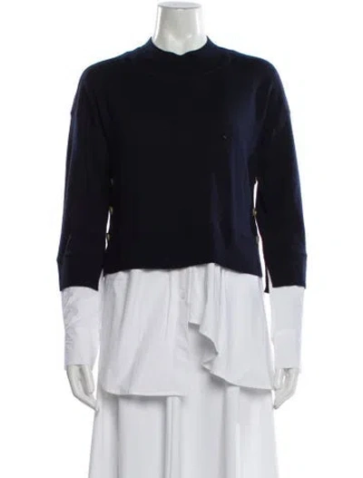 Pre-owned Veronica Beard Merino Wool Crew Neck Sweater W/ Tags In Blue