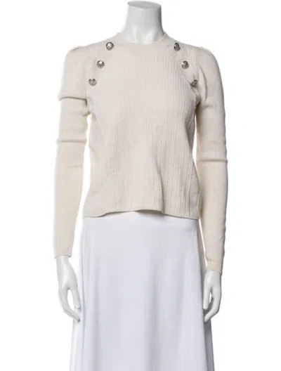 Pre-owned Veronica Beard Merino Wool Crew Neck Sweater In White
