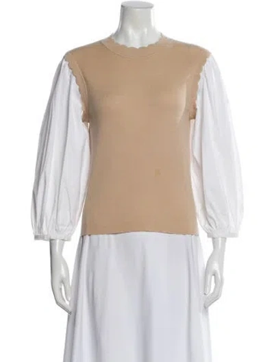 Pre-owned Veronica Beard Merino Wool Crew Neck Sweater In White