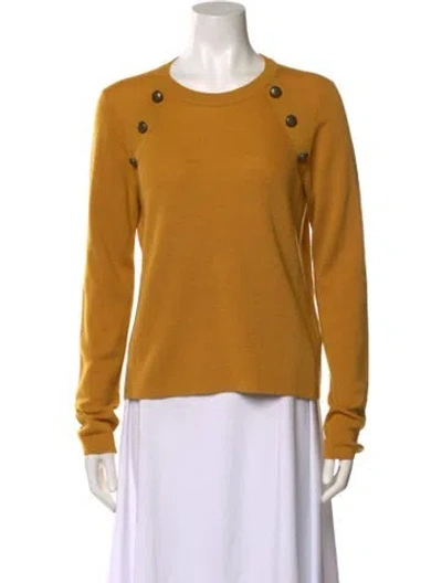 Pre-owned Veronica Beard Merino Wool Crew Neck Sweater In Yellow