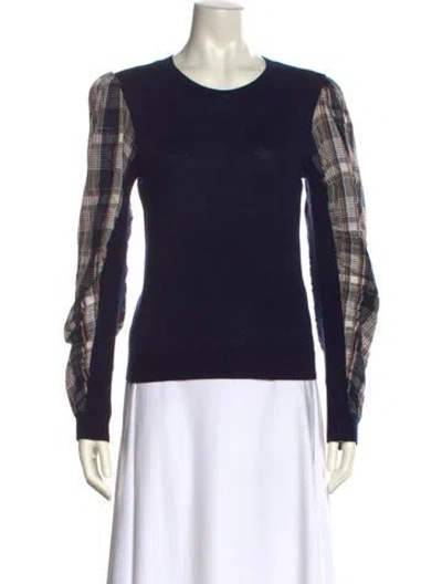 Pre-owned Veronica Beard Merino Wool Crew Neck Sweatshirt In Blue