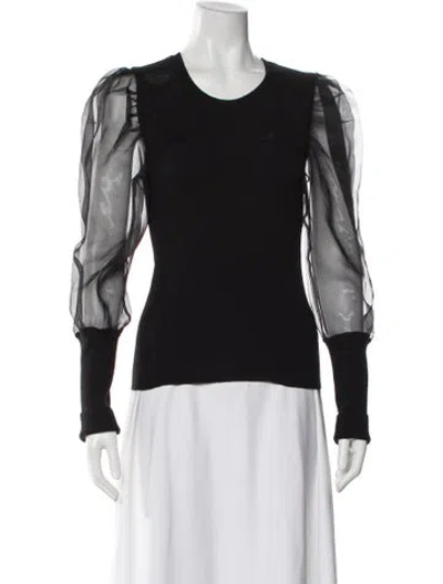 Pre-owned Veronica Beard Merino Wool Crew Neck Top In Black