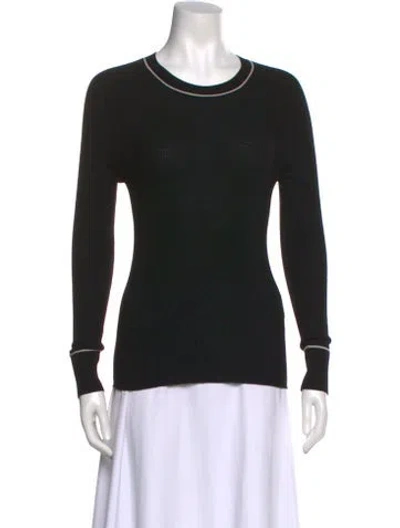 Pre-owned Veronica Beard Merino Wool Crew Neck Top In Black