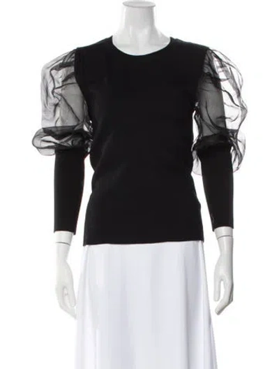 Pre-owned Veronica Beard Merino Wool Crew Neck Top In Black