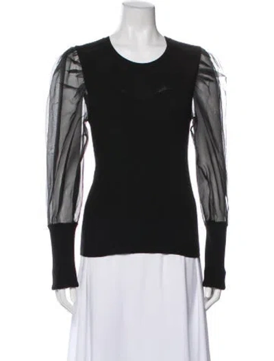 Pre-owned Veronica Beard Merino Wool Crew Neck Top In Black