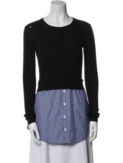 Pre-owned Veronica Beard Merino Wool Crew Neck Top In Blue