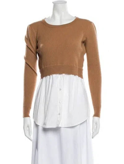 Pre-owned Veronica Beard Merino Wool Crew Neck Top In Brown