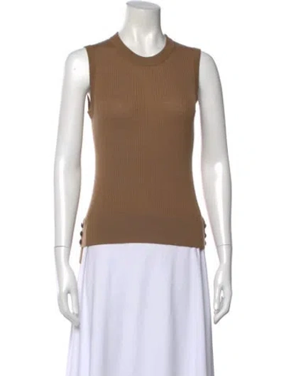 Pre-owned Veronica Beard Merino Wool Crew Neck Top In Brown