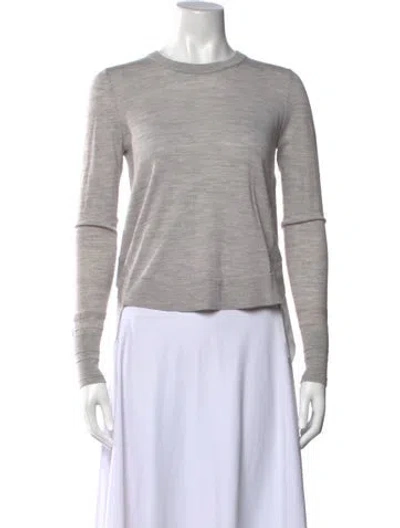 Pre-owned Veronica Beard Merino Wool Crew Neck Top In Grey/white