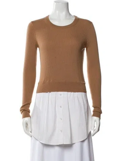 Pre-owned Veronica Beard Merino Wool Crew Neck Top In Neutral