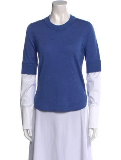 Pre-owned Veronica Beard Merino Wool Crew Neck T-shirt In Blue