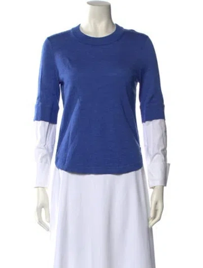 Pre-owned Veronica Beard Merino Wool Crew Neck T-shirt In Blue