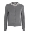 Veronica Beard Merino Wool Embellished Daro Cardigan In Gray