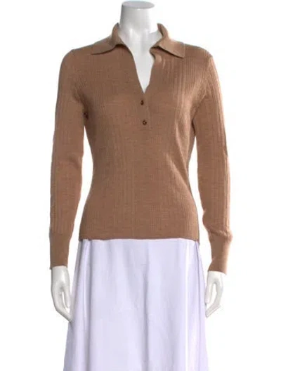 Pre-owned Veronica Beard Merino Wool Long Sleeve Top In Neutral