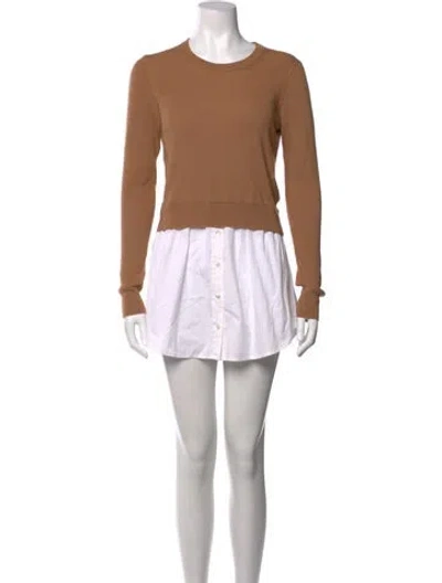 Pre-owned Veronica Beard Merino Wool Mini Dress In Brown/white
