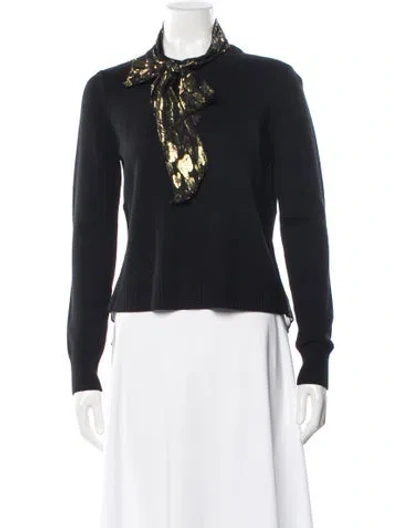 Pre-owned Veronica Beard Merino Wool Mock Neck Sweater In Black