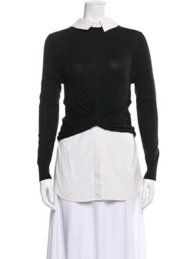 Pre-owned Veronica Beard Merino Wool Mock Neck Sweater In Black