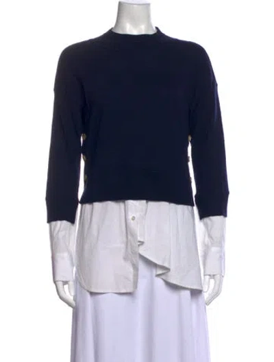 Pre-owned Veronica Beard Merino Wool Mock Neck Sweater In Blue