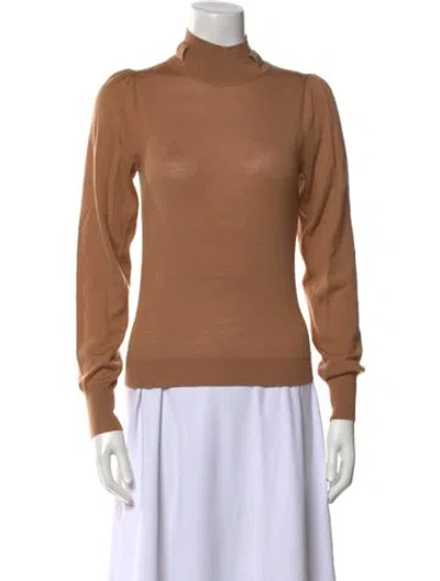 Pre-owned Veronica Beard Merino Wool Mock Neck Sweater In Brown