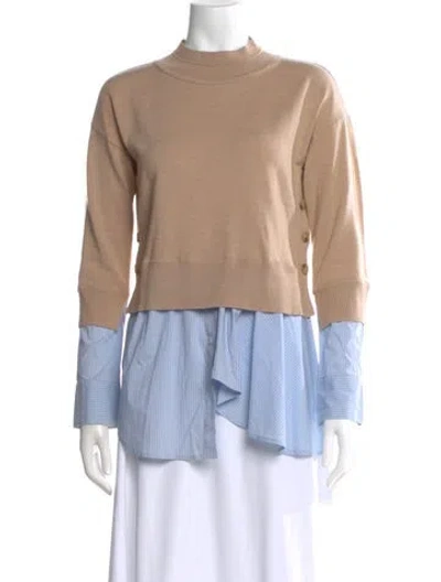 Pre-owned Veronica Beard Merino Wool Mock Neck Sweater In Brown