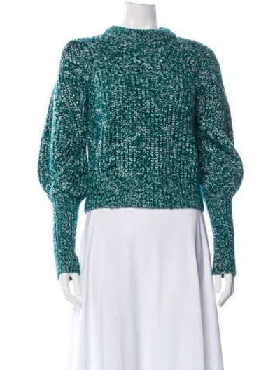 Pre-owned Veronica Beard Merino Wool Mock Neck Sweater In Green