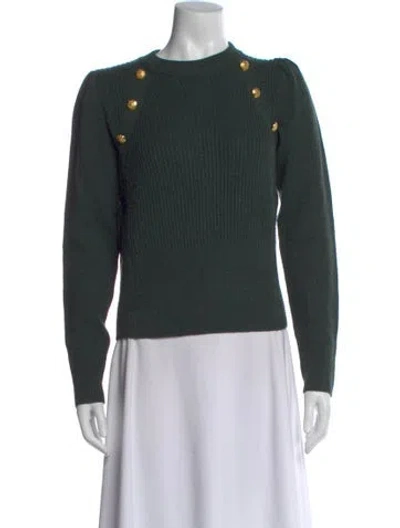 Pre-owned Veronica Beard Merino Wool Mock Neck Sweater In Green