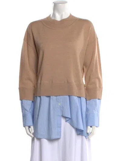 Pre-owned Veronica Beard Merino Wool Mock Neck Sweater In Neutral