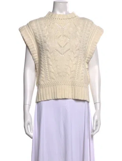 Pre-owned Veronica Beard Merino Wool Mock Neck Sweater In Neutral