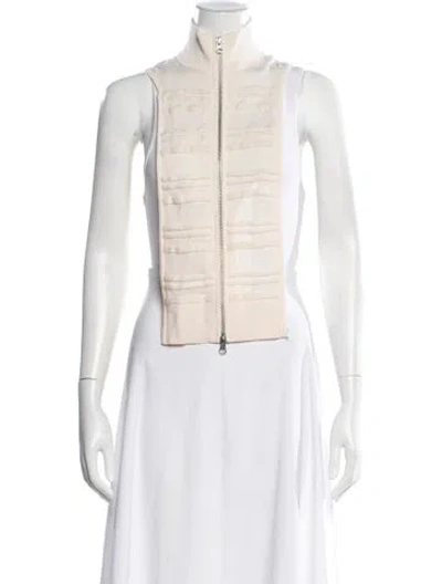 Pre-owned Veronica Beard Merino Wool Mock Neck Top In White