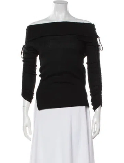 Pre-owned Veronica Beard Merino Wool Off-the-shoulder Sweater In Black