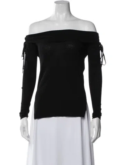 Pre-owned Veronica Beard Merino Wool Off-the-shoulder Top In Black