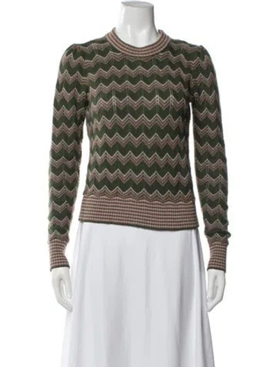 Pre-owned Veronica Beard Merino Wool Patterned Sweater In Green