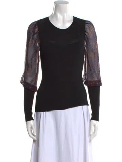 Pre-owned Veronica Beard Merino Wool Printed Sweater In Black