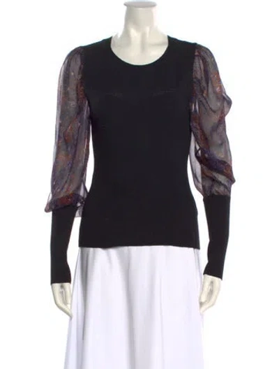 Pre-owned Veronica Beard Merino Wool Printed Sweater In Black