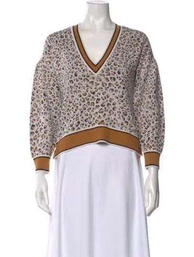 Pre-owned Veronica Beard Merino Wool Printed Sweater In Neutral