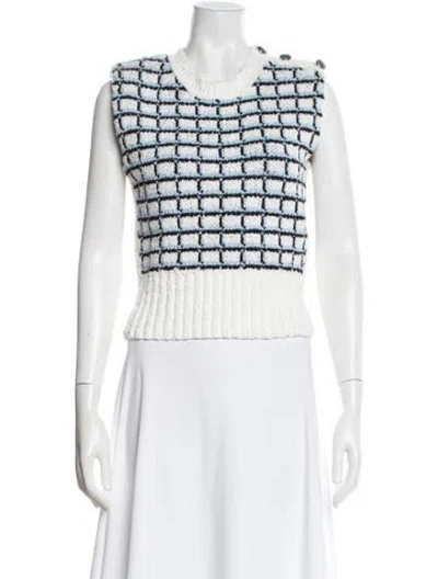 Pre-owned Veronica Beard Merino Wool Printed Sweater In White