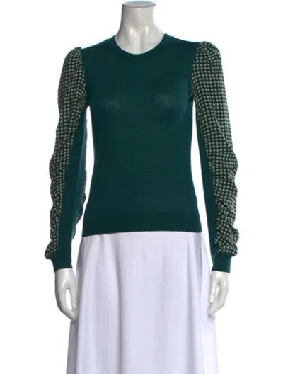 Pre-owned Veronica Beard Merino Wool Printed Top In Green