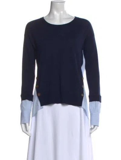 Pre-owned Veronica Beard Merino Wool Scoop Neck Sweater In Blue