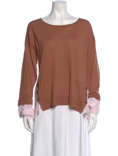 Pre-owned Veronica Beard Merino Wool Scoop Neck Sweater In Brown
