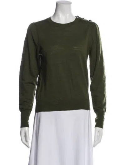 Pre-owned Veronica Beard Merino Wool Scoop Neck Sweater In Green