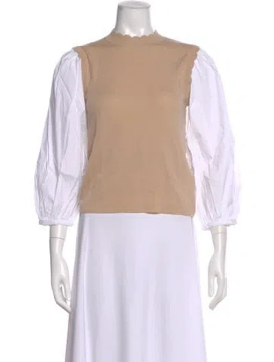 Pre-owned Veronica Beard Merino Wool Scoop Neck Sweater In Neutral