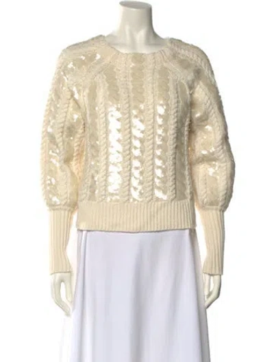 Pre-owned Veronica Beard Merino Wool Scoop Neck Sweater In Neutral