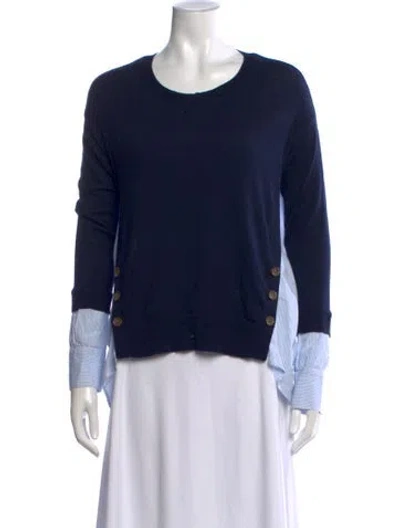 Pre-owned Veronica Beard Merino Wool Scoop Neck Sweatshirt In Blue