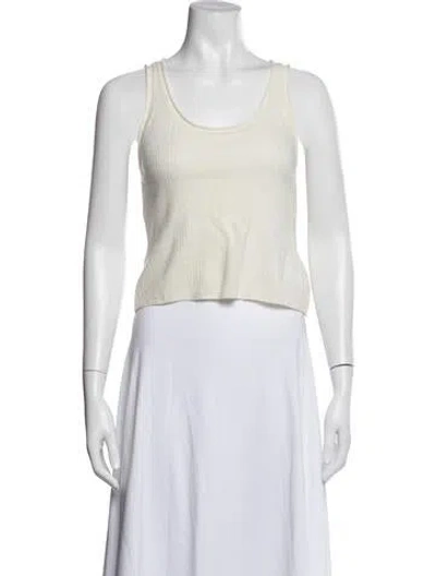 Pre-owned Veronica Beard Merino Wool Scoop Neck Top In White