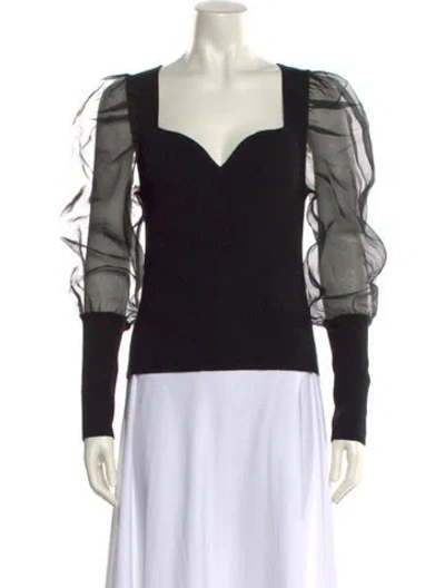 Pre-owned Veronica Beard Merino Wool Square Neckline Sweater In Black