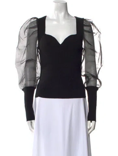 Pre-owned Veronica Beard Merino Wool Square Neckline Sweater In Black